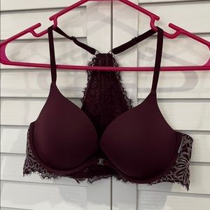 AERIE•Maroon Padded Lace Racerback Bra•Sz34C